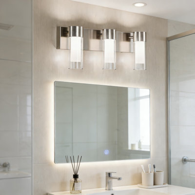 Luminaire de meuble-lavabo moderne à DEL avec 3 modes de couleur, abat-jour en verre transparent pour installation murale dans la salle de bain, le couloir et la chambre à coucher