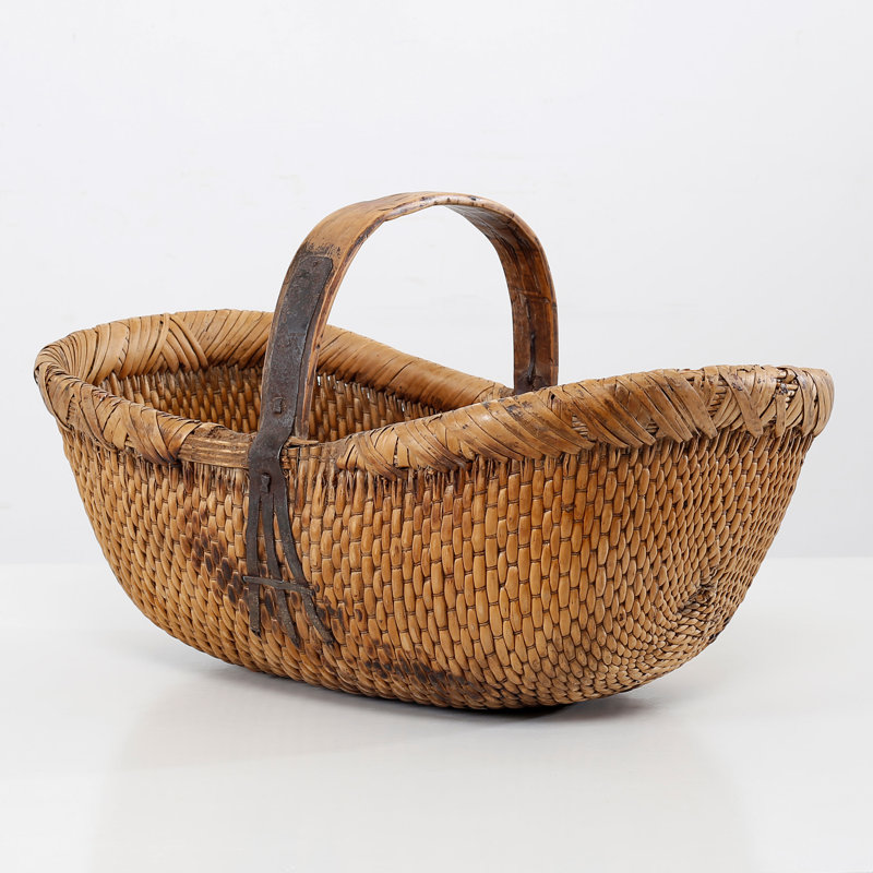 Natural Wicker Storage Basket with Handle, 26" Length
