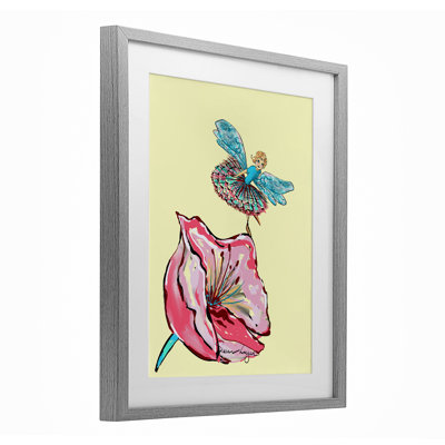 Ballerina Fairy & Flower Framed Print Under Glass, design by Susan Lugar