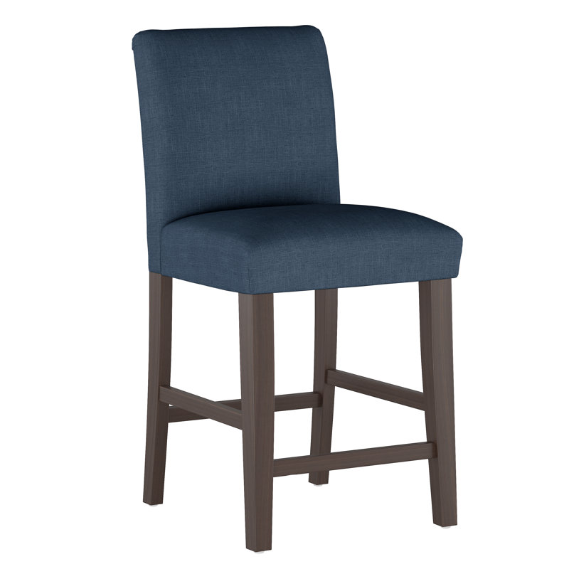 Tabouret de bar et de comptoir Hadrien, Lin texturé bleu marine Zuma, Tabouret de comptoir (siège d'une hauteur de 26 p
