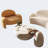 Beige sofa cat claw end table combination
