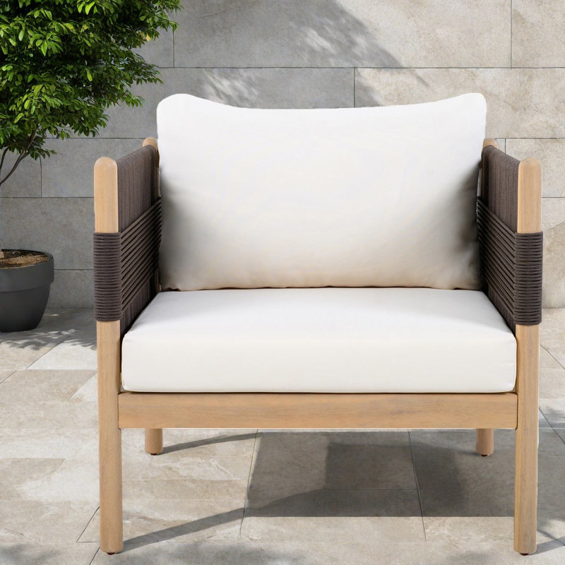 Chaises longues Comfort, chaise de patio moderne en corde de bois d'acacia