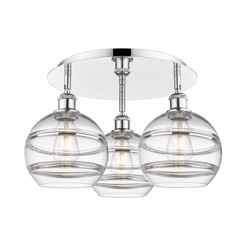Chartoff Glass Semi Flush Mount, Clear, 10.88" H x 19.75" W x 19.75" D, Polished Chrome