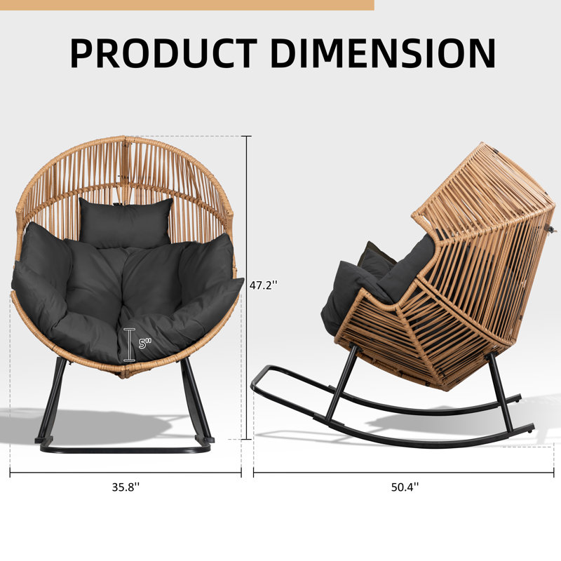 Fauteuil à bascule d'extérieur avec coussin Calcedonio, Gris / naturel