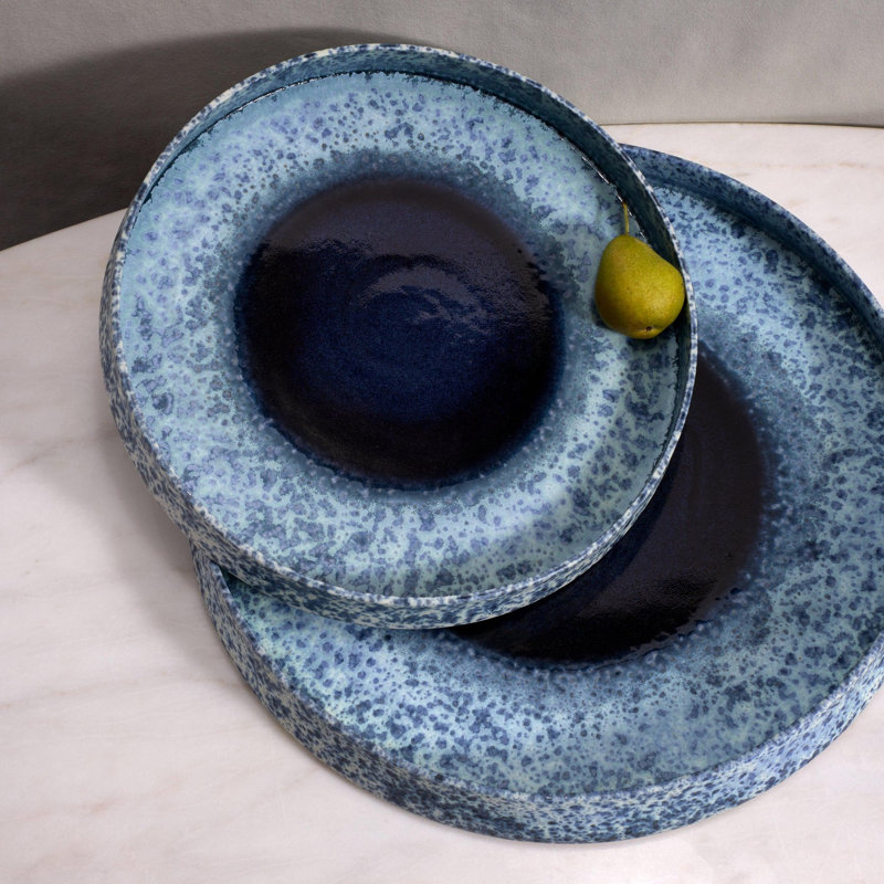Terra Porcelain China Platter, 1.5" H x 13" W x 13" D, Indigo