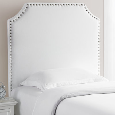 Bevel Tacked Plush College Headboard - White - With Legs by DormCo