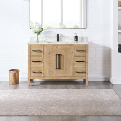Griselde 48"  Free Standing Single Bathroom Vanity with Quartz Top