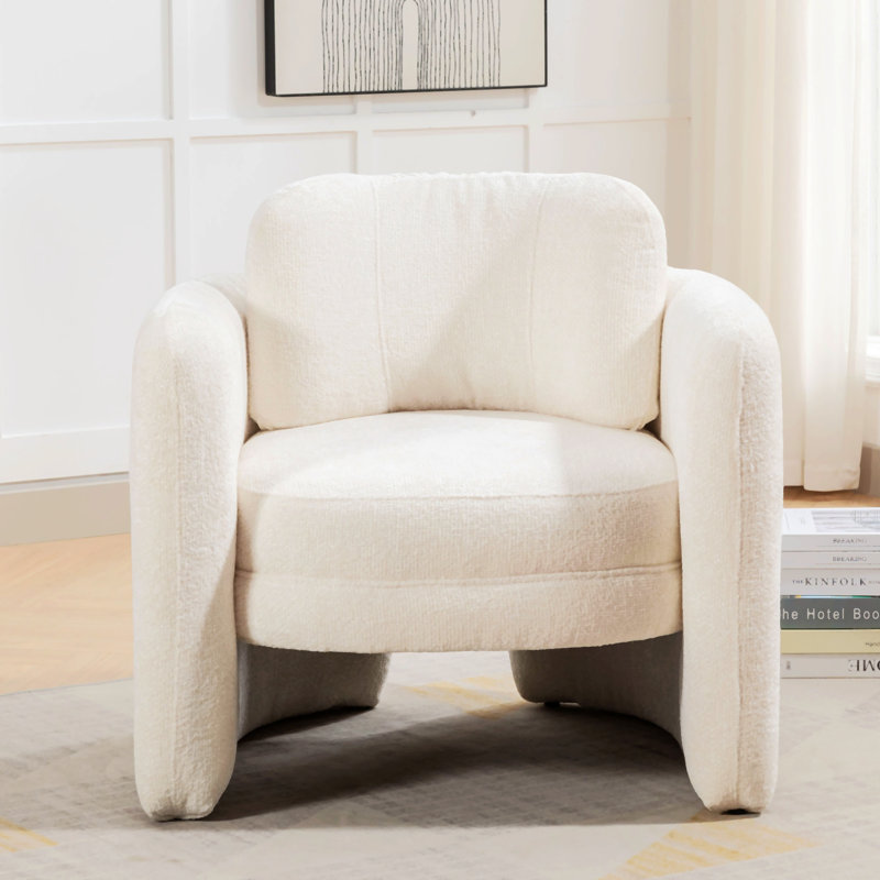 Chaise d'appoint rembourrée Kippar, chaise d'appoint, chaise de salon, chaise de chambre , Lin ivoire