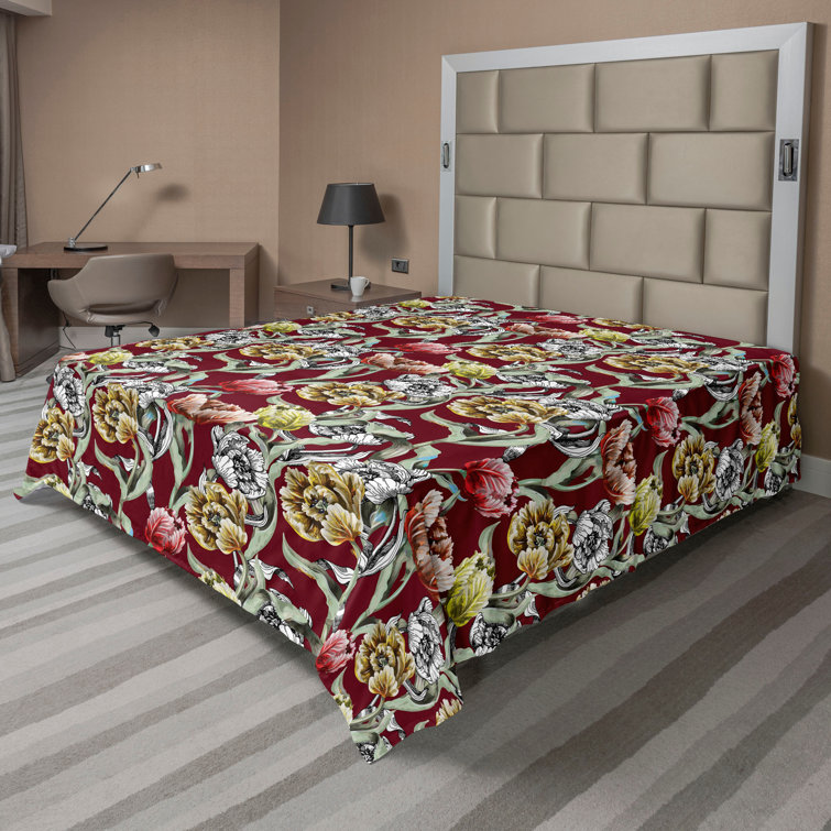 Ambesonne, drap plat floral pivoines, art botanique printanier