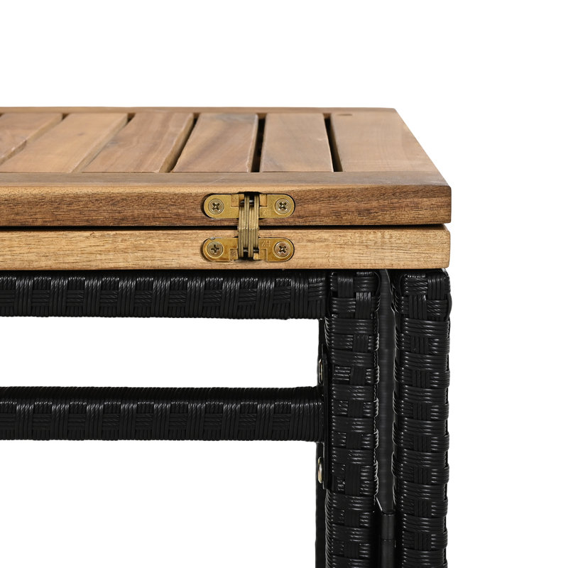 5 Ensemble de patio extérieur : Table et tabourets en bois avec coussins, pliables, imperméables, antirouille, marron : antidérapants, résistants aux intempéries, antirouille, gain de place.