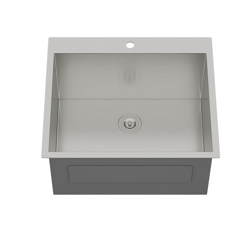 Évier utilitaire à encastrer en acier inoxydable 25 po x 22 po x 12 po, calibre 16, cuve unique profonde.