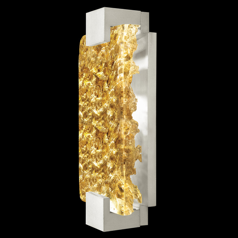 Terra LED Flush Mounted Sconce, Gold, Silver, 15.75" H x 6.25" W x 3.5" D