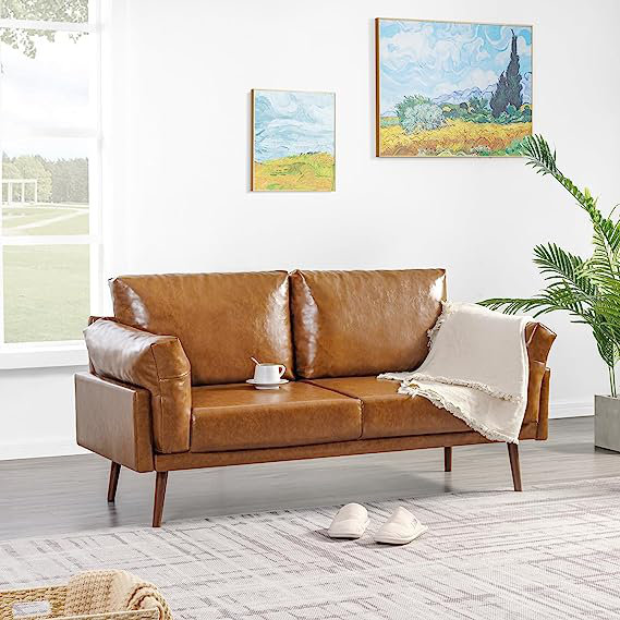 George Oliver 57'' Faux Leather Loveseat & Reviews | Wayfair