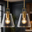 Suspension pour îlot de cuisine de style transitionnel à 1 lumière, à intensité variable, avec cloche en verre transparent (ensemble de 2)