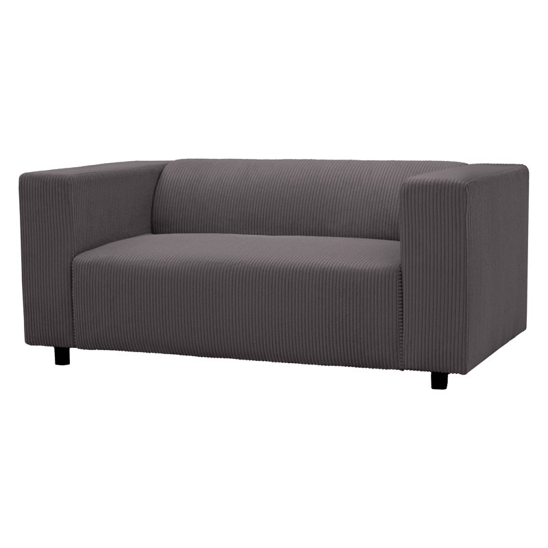 2 Seater Corduroy Sofa, Dark Grey
