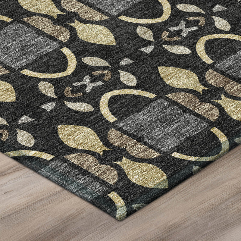 Machine Washable Indoor/Outdoor Chantille ACN2920 Striped Rug, 10' x 14', Black