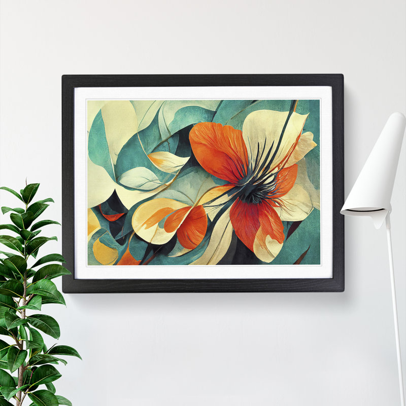 Flowers Abstract Vol.5 - Single Picture Frame Print, Black Framed, 46cm H x 64cm W x 2cm D