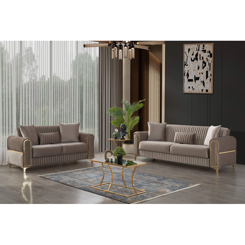 Causeuse convertible en tissu de velours Melody, Taupe