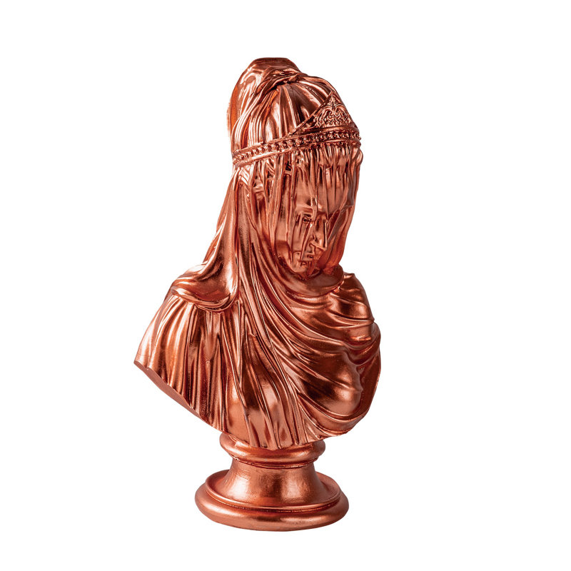 Hand-Painted Decorative Object, Copper Color, 8.0 x 13.8 x 5.9 inches | 100% Polyester, Unique Design with Variations in Color Tone & Texture | Perfect for Home Décor, Stylish Accent Piece for Any Room