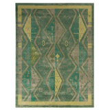 Distressed Homage Hand Knotted Wool Geometric Area Rug