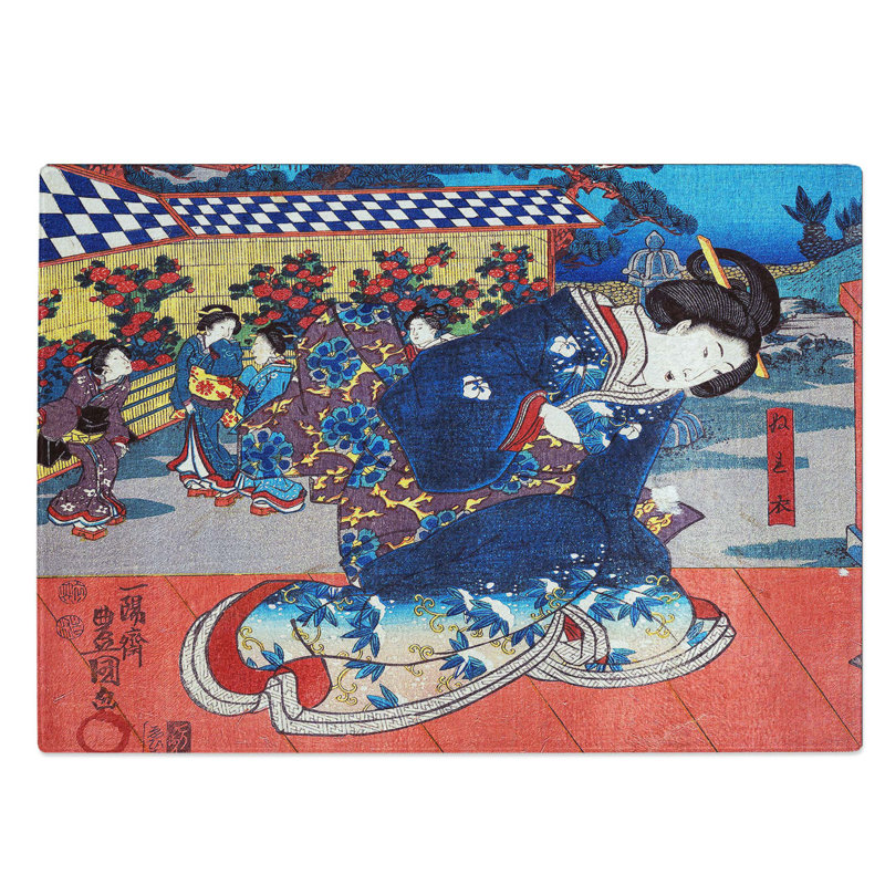 Glass Kneeling Geisha by Utagawa Kunisada Chopping Board, 39 cm W x 28.5 cm L