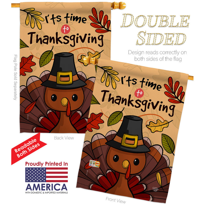 Double Sided 40'' H x 28'' W Polyester Thanksgiving House Flag