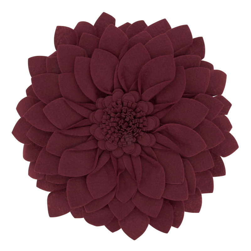 Fleur De Jardin Collection Ruffled Throw Pillow, 13" x 13", Wine
