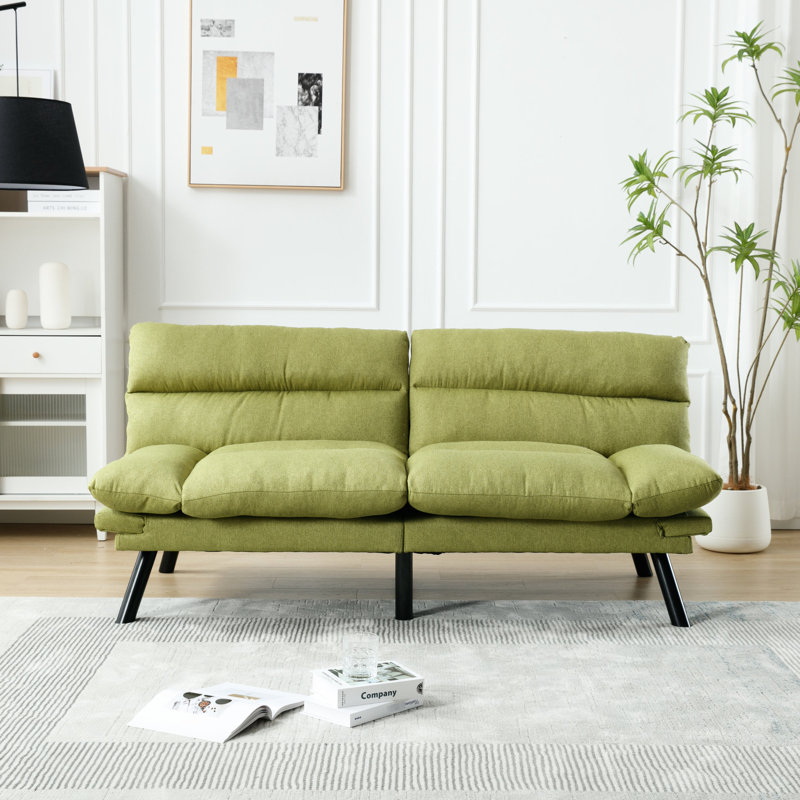 Élégant lit à 2 places pour la maison - Velours épais rembourré avec pieds en métal et pieds de coussins de canapé 2 places confortables pour la chambre à coucher et le bureau, espace de travail productif