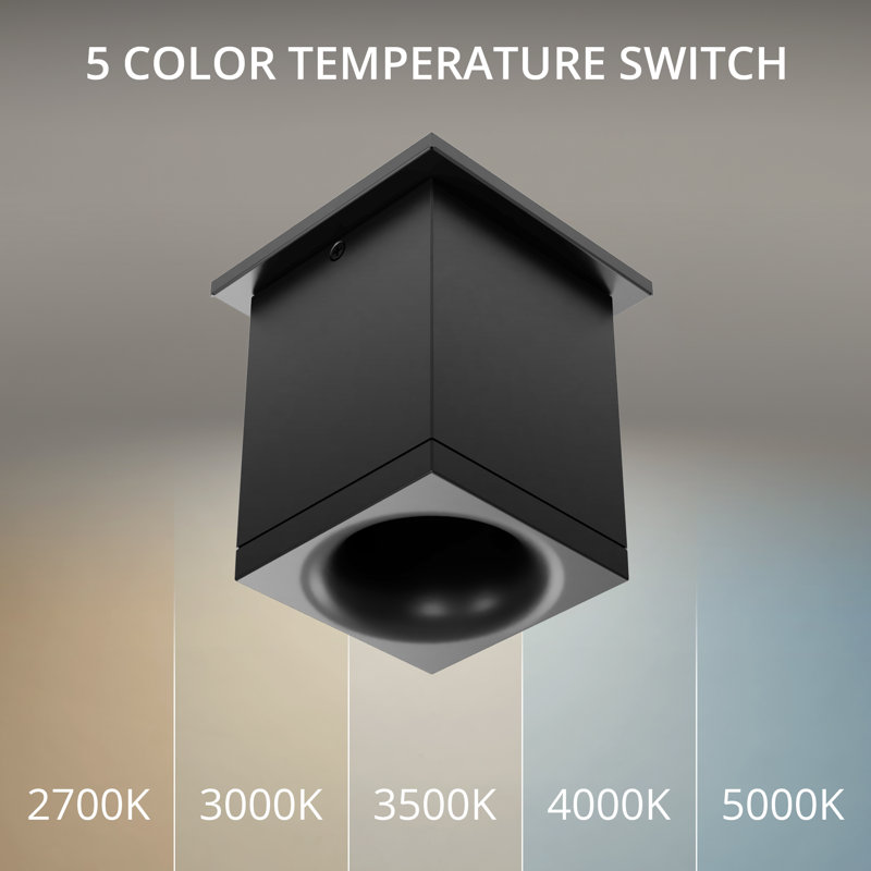Plafonnier encastré 5 lumières Zoron Square, Arc noir, H 5 po x l 3,63 po x P 3,63 po