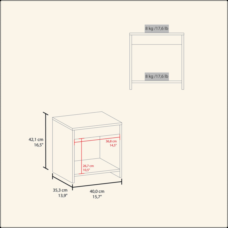Black Nightstand With Open Storage, Black
