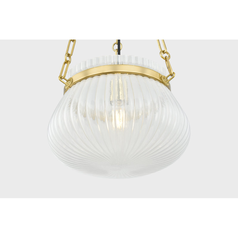 Luminaire suspendu 1 lumière Granby, Laiton vieilli, H 9,5 po x l 13 po x P 13 po