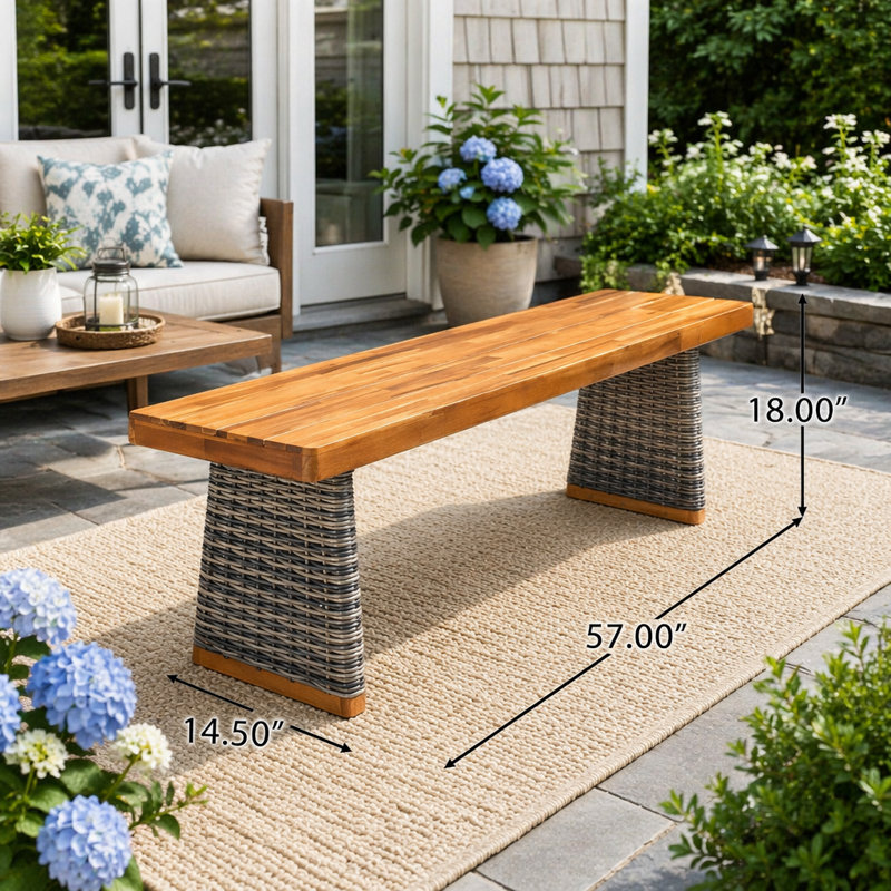 Banc de patio en bois, Gris, teck