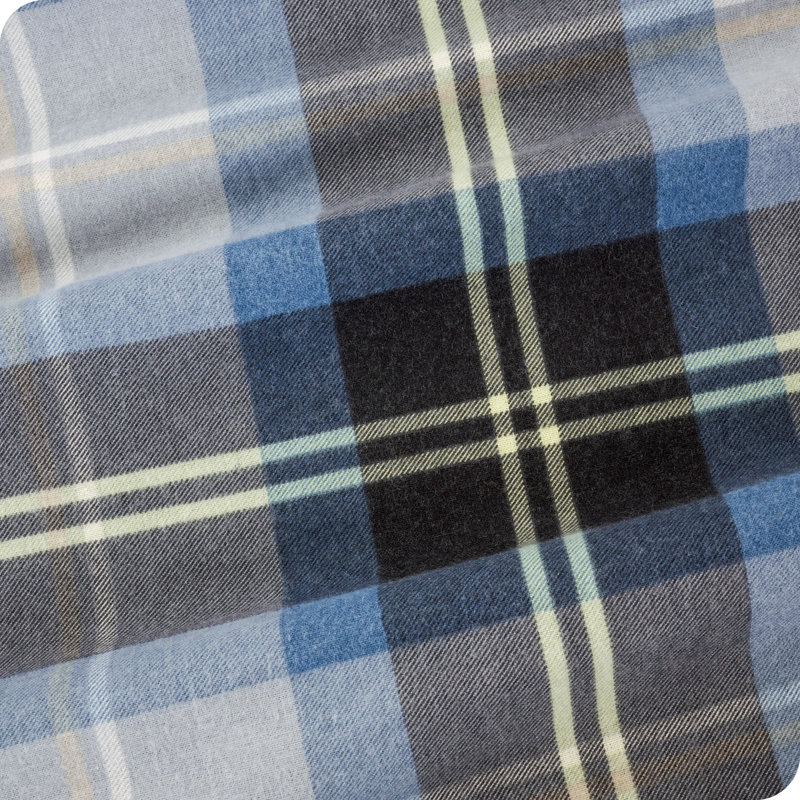 Ensemble de draps 100% flanelle de coton, Ensemble de draps pour lit simple TG avec 1 taie d, Tissu écossais Symphonie Bleue