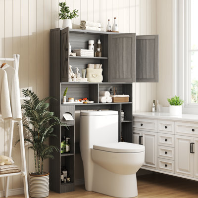 Over The Toilet Storage Cabinet With 3 Barn Doors