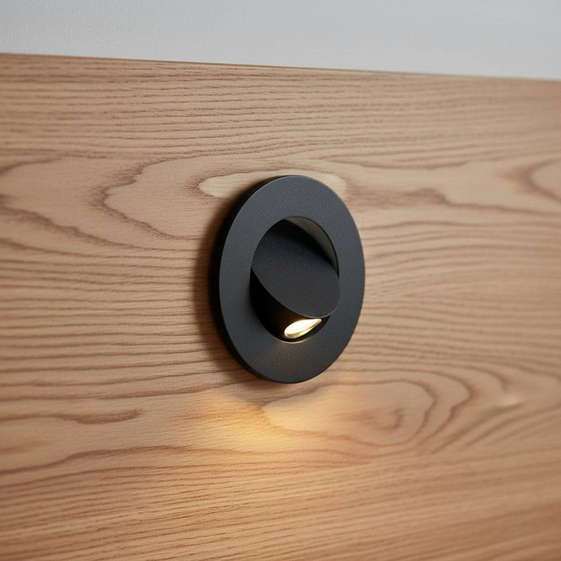 UltraBeam Black Bedroom Reading Light Wall or Headboard Recessed 3 Watt 3000K Warm White LED