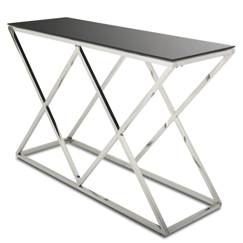 Ewert 120cm Glass Top Console Table, Silver