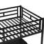 Lit mezzanine simple noir avec bureau, lattes en métal sécurisées, garde-corps pleine longueur, rangement sous le cadre à assemblage rapide noir, caractéristiques, multifonctionnel, peu encombrant dans la chambre à coucher