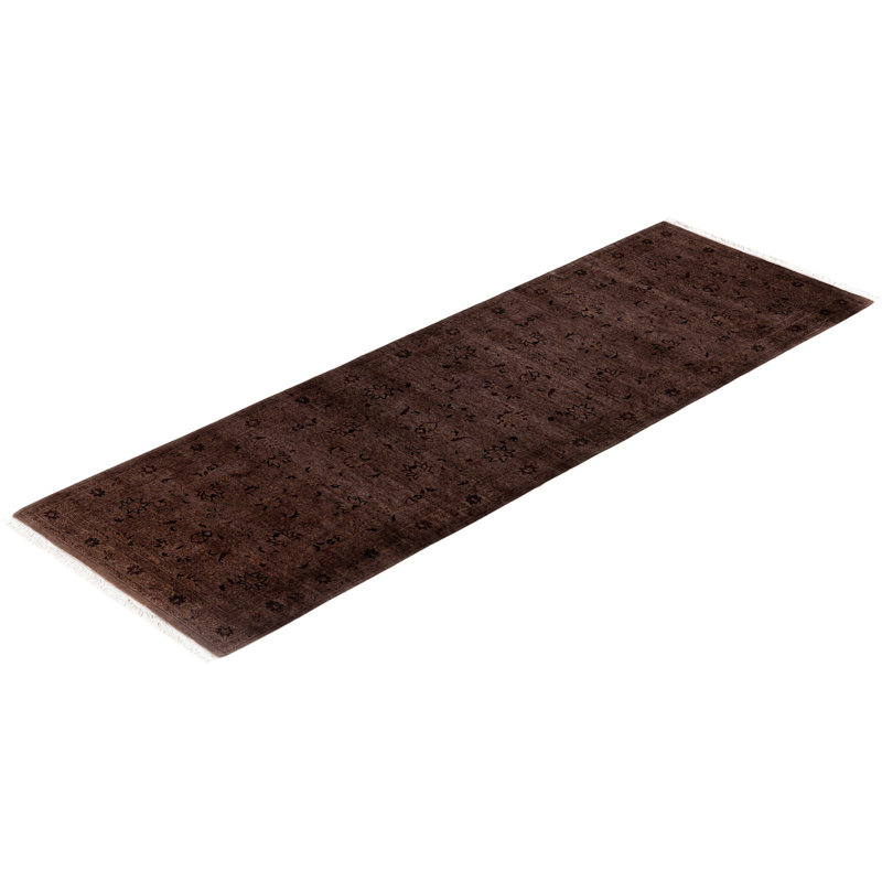 Overdyed Hand-Knotted Wool Modern-Contemporary Brown Runner 2' 7" x 7' 10"