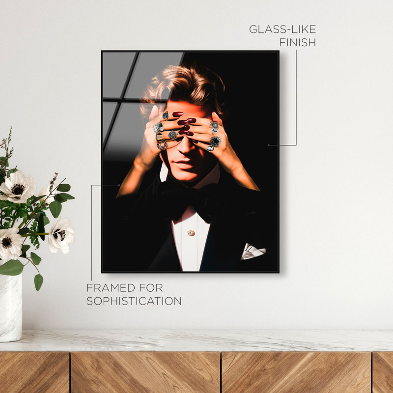 Lady of The Rings Bright Fashion and Glam Framed Acrylic Art by Oliver Gal, 46" H x 37" W, Black