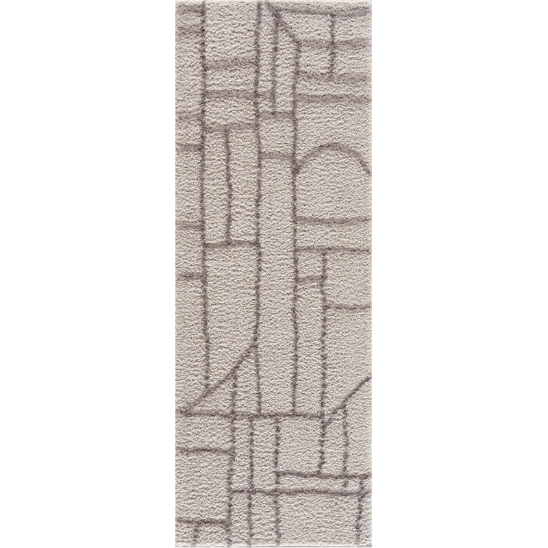 Tapis crème Juwaria, Tapis de couloir 2 pi 7 po x 7 pi 3 po