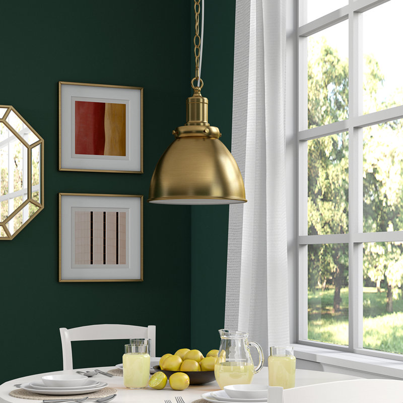 Elodie 1 - Light Brass Dome Pendant, Brushed Brass, 88" H x 5.13" W x 5.13" D