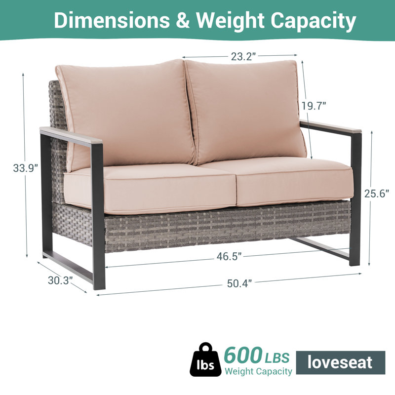 PE Rattan Loveseat Sofa, Sand