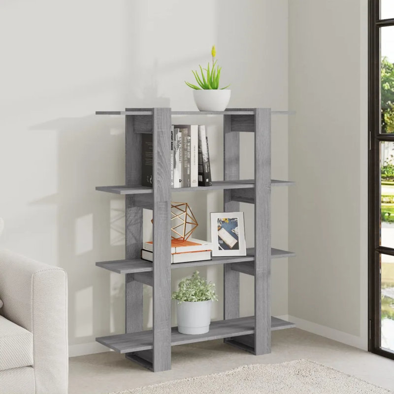 Burnaby 123.5cm H Etagere Bookcase, 123.5cm H x 100cm W x 30cm D, Sonoma Grey