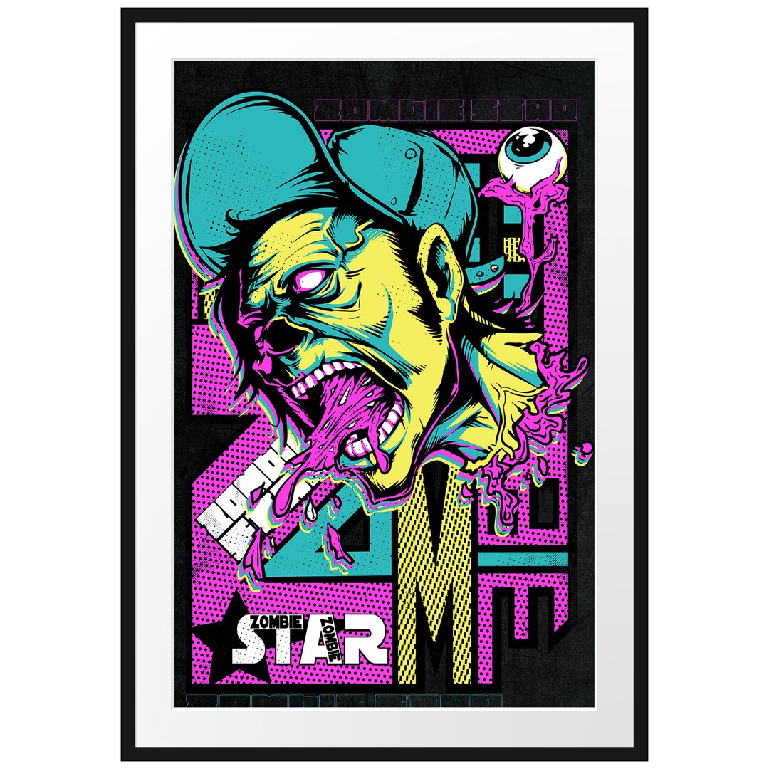 Gerahmtes Poster Zombie-Superstar Black