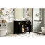 Armoire de salle de bain 36 po avec lavabo en céramique, 4 tiroirs et 2 armoires, style moderne, structure en bois massif, teinte noire-2122183021