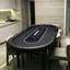Table de jeu pliable ovale noire 94,49 po x P 47,24 po avec accoudoirs rembourrés pour Home Club