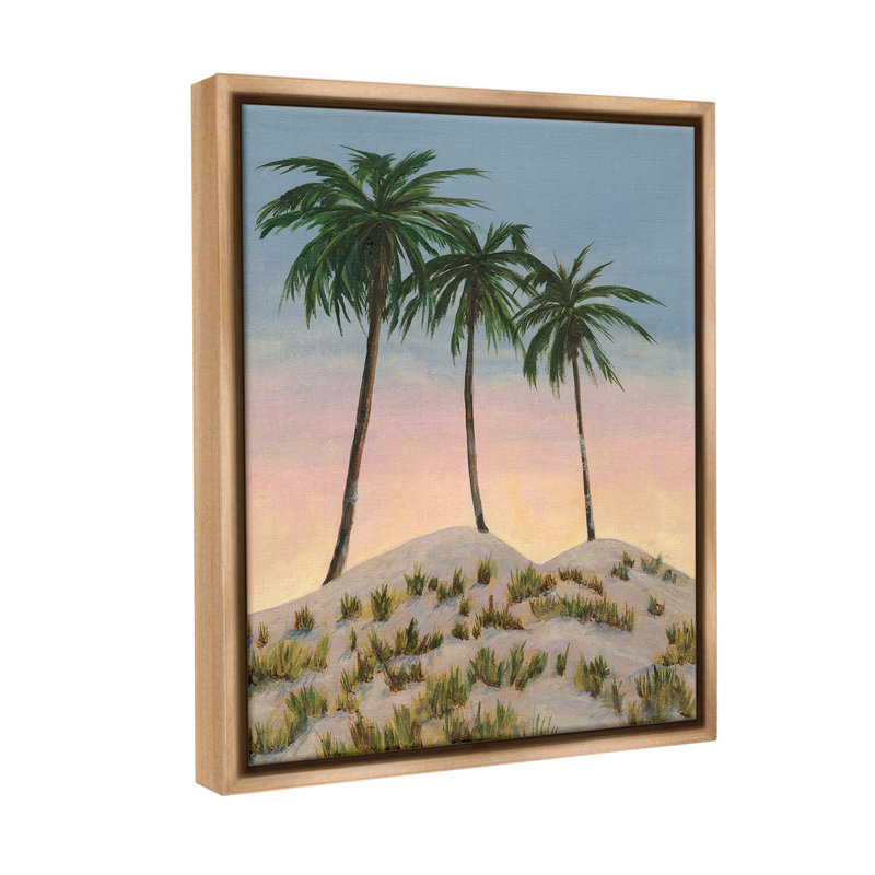 «Palm Trees On Hill Floater Frame» par Michael Willett sur, Cadre flottant orme Montalcino, H 31 po x l 25 po