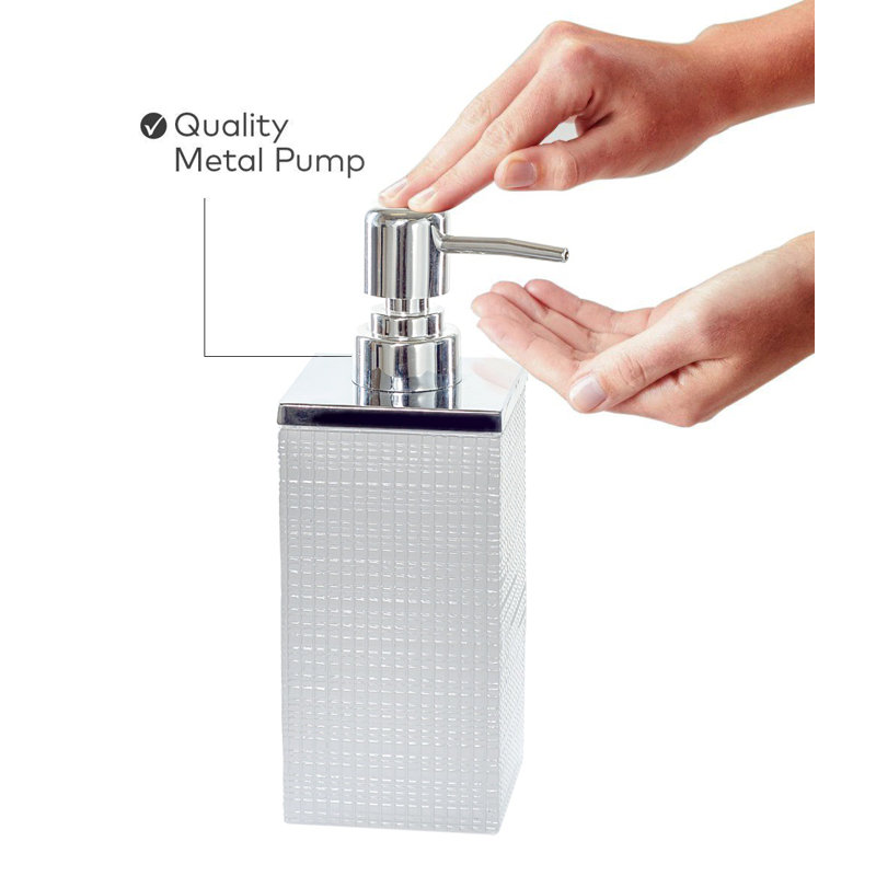 Estella White and Silver Textured Resin Soap Dispenser