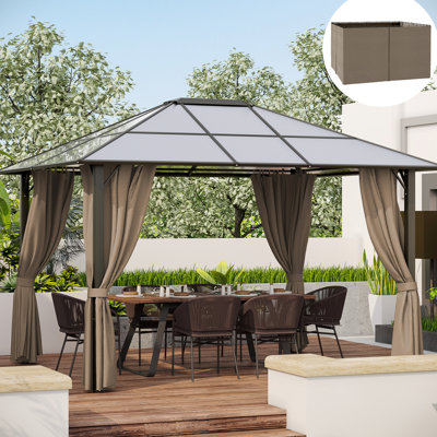 Panneau latéral de pavillon de jardin 10 pi x 12 pi, brun foncé, avec panneaux, crochets, pour panneau d'intimité extérieur Sun, 12 pi, crochets et barrière