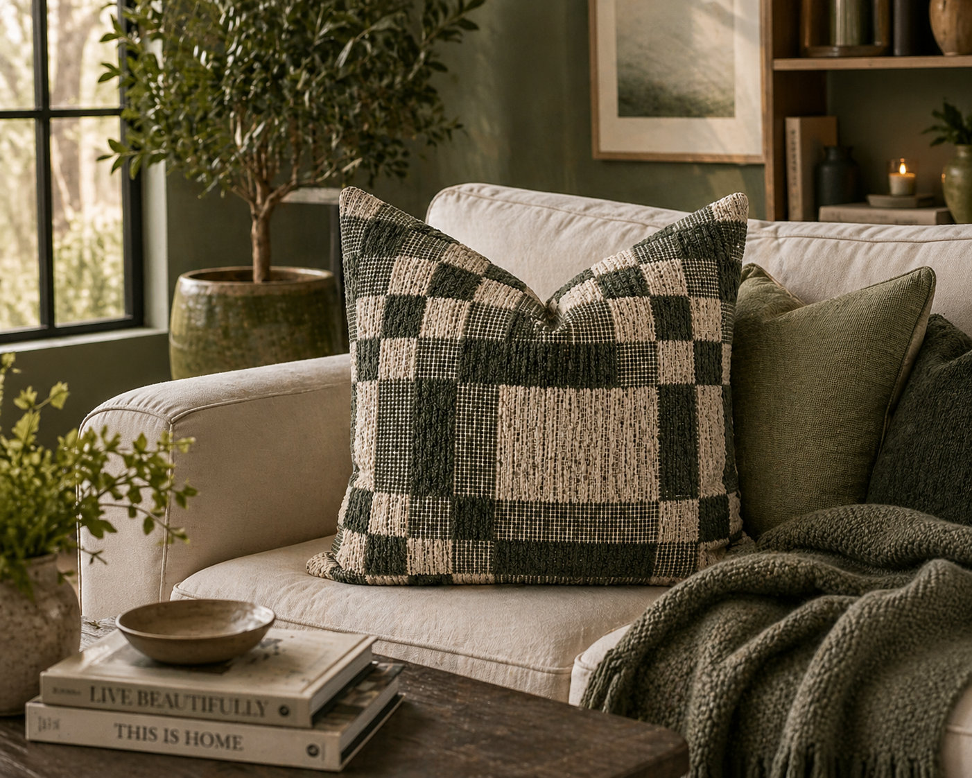 Langdon Shapes Throw Pillow, Forest, 24'' H x 24'' W